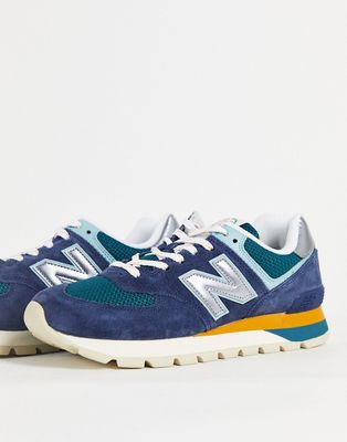 New Balance 574 sneakers in navy and teal