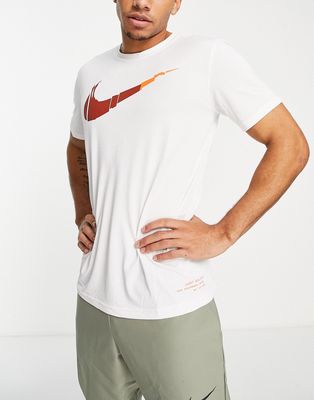 Nike Training Dri-FIT Reverse Seasonality swoosh T-shirt in white