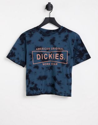 Dickies Girl crop t-shirt in navy tie dye