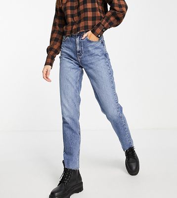 Topshop Tall straight jeans in mid blue