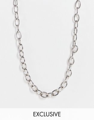 Reclaimed Vintage Inspired chunky necklace in faux pearl and silver