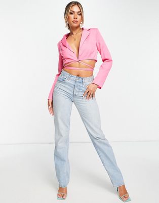NaaNaa cropped blazer in pink