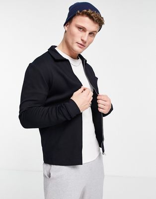 Jack & Jones Premium sweats shacket in navy-Black