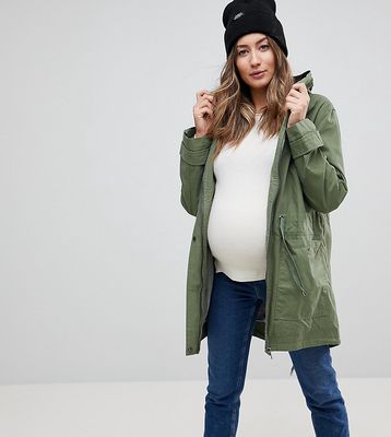 ASOS DESIGN Maternity summer parka with jersey lining-Green