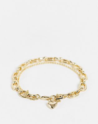 & Other Stories heart chain bracelet in gold