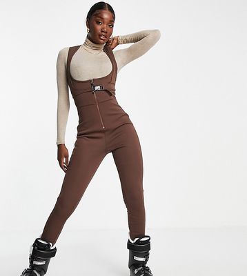 ASOS 4505 Tall ski all in one with scoop front & zip detail-Brown