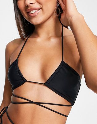 South Beach mix & match wrap around bikini top in black