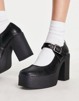 Lamoda platform heel MaryJane shoes in black