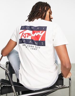 Tommy Jeans vintage flag signature back print t-shirt classic fit in off white