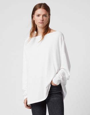 AllSaints Rita long sleeve t-shirt in white