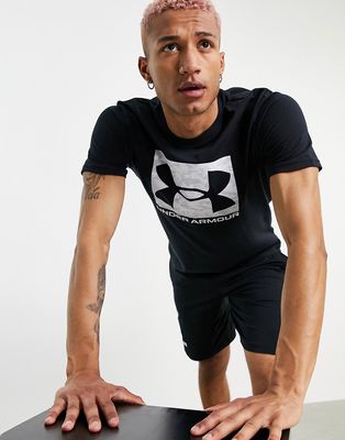 Under Armour Training Boxed camo logo t-shirt in black