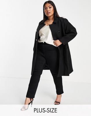 Ever New Curve smart collar pea coat in black