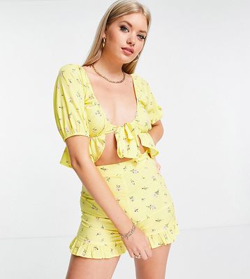 Influence Tall shorts in yellow floral print - part of a set