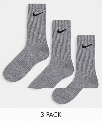 Nike Training 3 Pack Everyday cushioned socks in gray