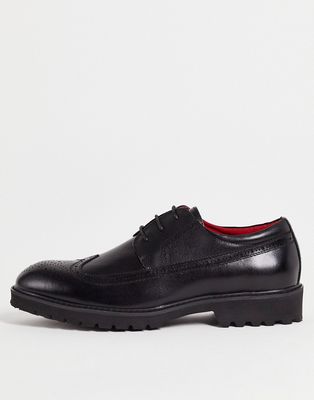 Devils Advocate leather lace up brogues in black