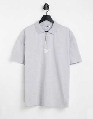 Puma half zip polo shirt in gray