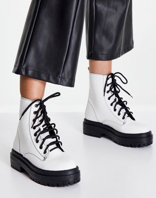 RAID Obey lace up ankle boots in white