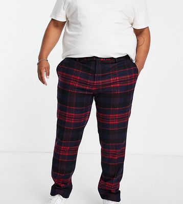 Twisted Tailor Plus smart pants in red and navy check