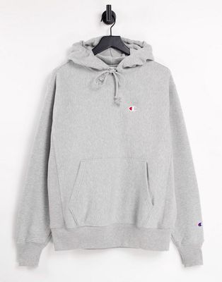 Champion small logo hoodie in gray-Grey
