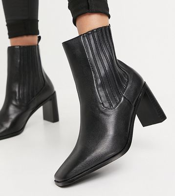 RAID Wide Fit Benita heeled chelsea boots in off black