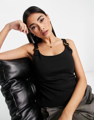 & Other Stories tortoiseshell buckle strap tank top in black