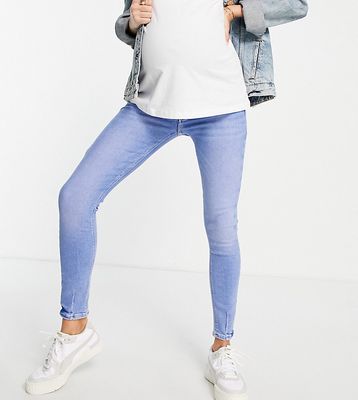River Island Maternity Molly overbump skinny jeans in buzzy blue-Blues