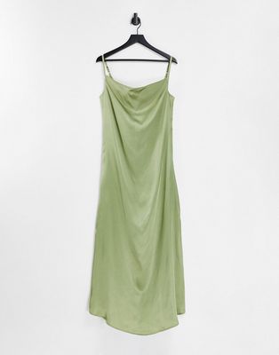 AX Paris cami satin maxi dress in sage-Green