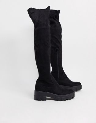 RAID Pierra chunky over the knee boots in black