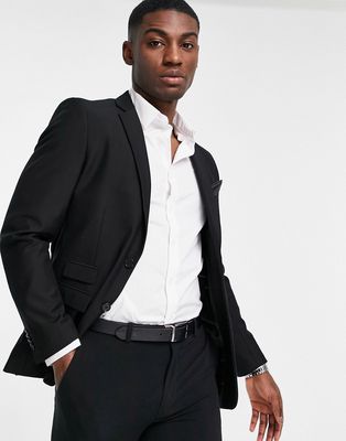 French Connection slim fit plain suit jacket-Black