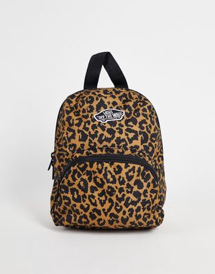 Vans got this mini backpack in leopard print-Brown