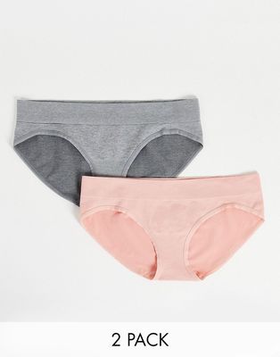 Green Treat 2-pack seamfree briefs in dusky pink and gray heather