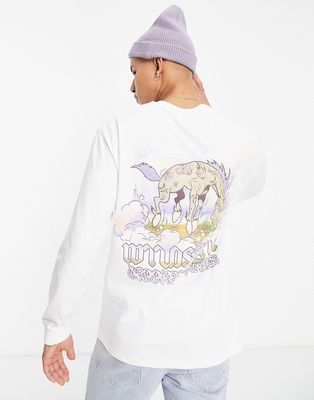Crooked Tongues long sleeve T-shirt with horse print in white