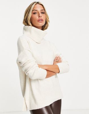 Vero Moda roll neck sweater in cream-White