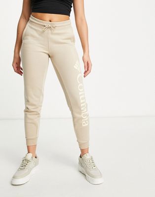 Columbia Logo fleece sweatpants in cream-Neutral