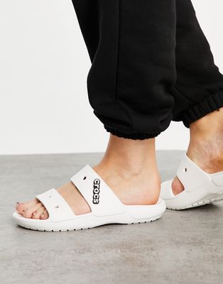 Crocs classic flat sandals in white