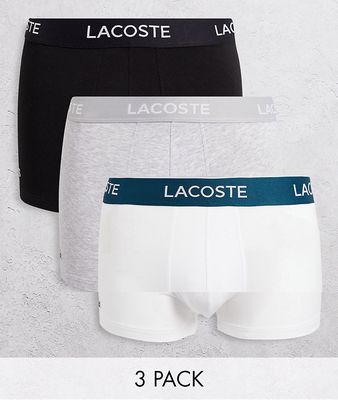 Lacoste 3 pack trunks in white/gray/black-Multi