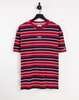 Tommy Jeans center flag logo stripe t-shirt in red