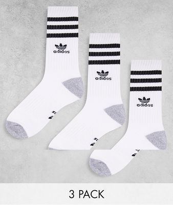 adidas Originals Roller 2.0 3 pack crew socks in white