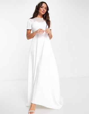 Y.A.S Bridal mesh front dress with train in white