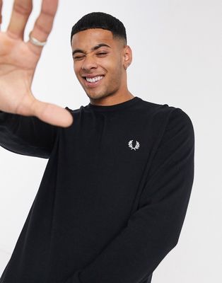 Fred Perry classic crew neck sweater in black
