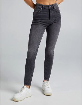 Bershka high waist skinny jeans in gray-Grey