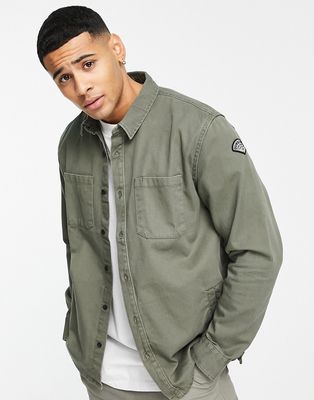 Quiksilver Taxer long sleeve shirt in khaki-Green