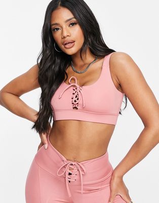 Guess active bralette in dusty pink - part of a set