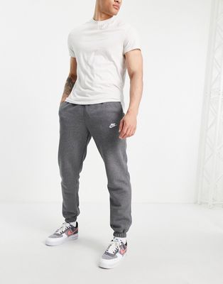 Nike Club Fleece casual fit cuffed sweatpants in charcoal heather-Grey