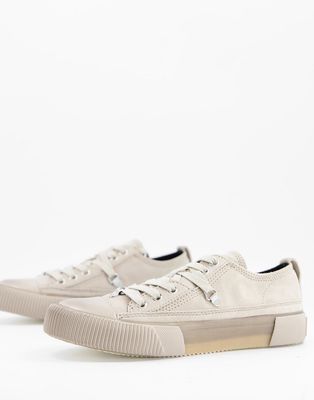 All Saints jazmin lace up sneakers in stone-Neutral