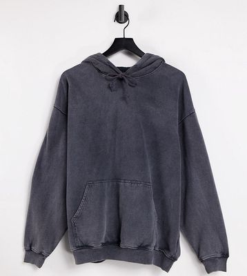 Reclaimed Vintage inspired oversized hoodie in overdye charcoal-Grey