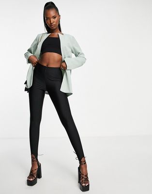 Femme Luxe exaggerated shoulder blazer in sage - part of a set-Green