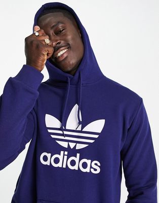 adidas Originals adicolor large trefoil hoodie in navy