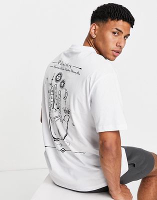 Only & Sons oversized t-shirt with hand of destiny back print in white