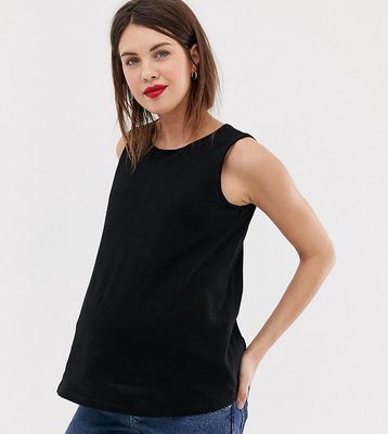ASOS DESIGN Maternity nursing tank top with double layer in black